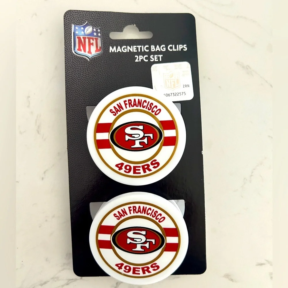 NFL San Francisco 49ers Magnetic Bag Clips – 2pc Set - NEW